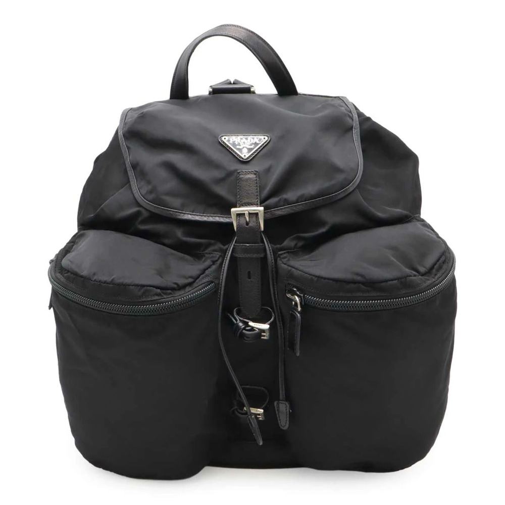 Prada Triangle Backpack Rucksack Daypack Black Nero Black